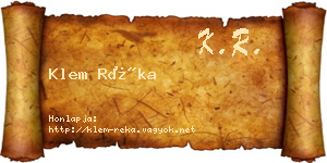 Klem Réka névjegykártya